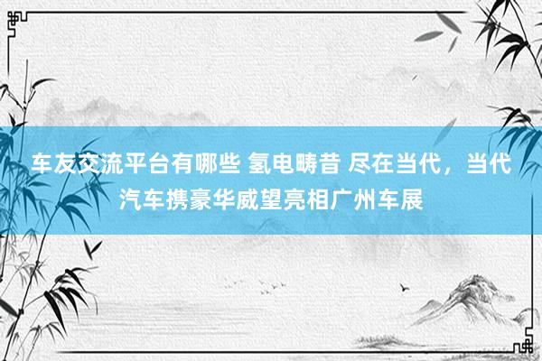 车友交流平台有哪些 氢电畴昔 尽在当代，当代汽车携豪华威望亮相广州车展