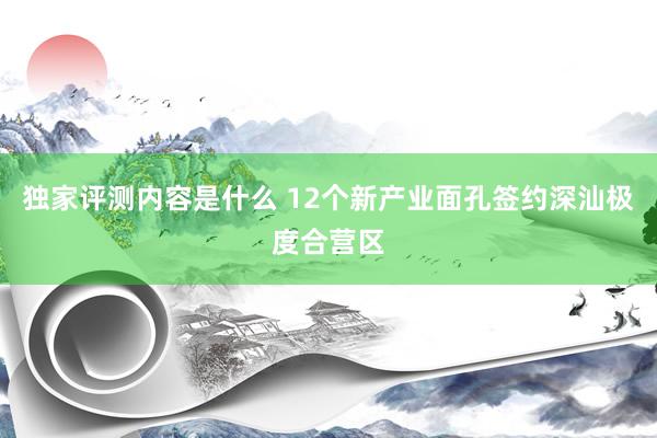 独家评测内容是什么 12个新产业面孔签约深汕极度合营区